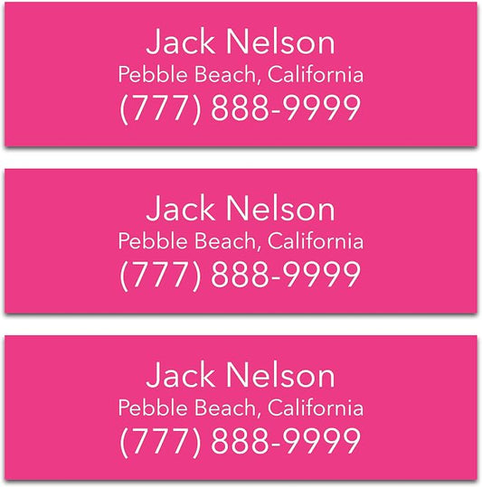 Personalized Golf Club Name Labels (30 Labels) - Custom Waterproof Name Stickers for Golf Clubs (Pink with White Text)