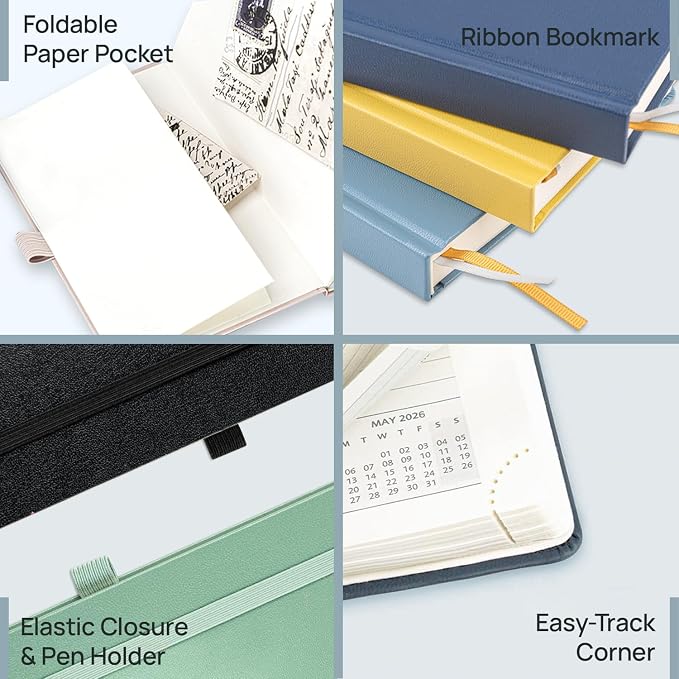 POPRUN Pocket Calendar 2027, 4" x 6.25" Pocket Calendar for Purse, Jan 2027 - Dec 2027 Small Planner, Weekly Appointment Book with Hourly Time Slots, Hardcover, 100 GSM - Night Sky Blue