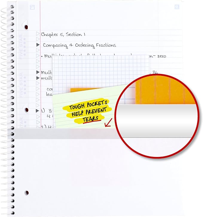 Five Star Spiral Notebook + Study App,1 Subject,College Ruled,8-1/2" x 11",80 Sheets,Fights Ink Bleed,Water Resistant Cover,Soft Petals (820331F-ECM),(Pack of 12)