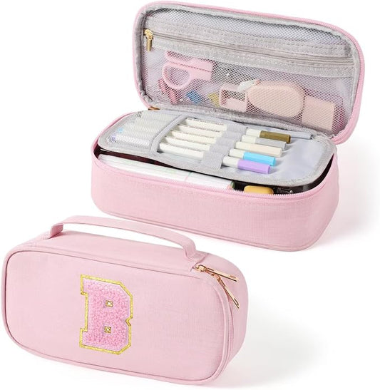 YOOLIFE Pencil Case for Girls, Cute Pencil Pouch Pen Case, Large Capacity Aesthetic School Supplies for Teen Girls, B (Pink)