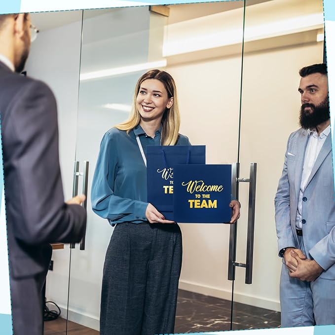 Sayglossy New Employee Welcome to The Team Gift Sets Notebook and Pen Welcome to The Team Box Employee Appreciation Gift Sets for New Office Worker(Blue)