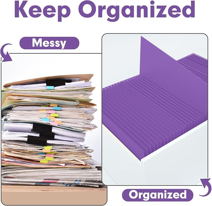 Two Pocket Folders, PANDRI 30 Pack 2 Pocket Folders, Letter Size Paper File Folder for School Office Home Business, Purple