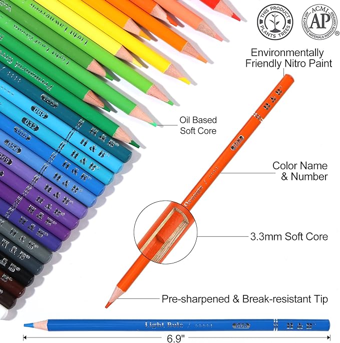 H & B 120-Color Colored Pencils Set with Coloring Book, Eraser, and Sharpener - Perfect for Drawing and Coloring - Soft Oil-Based Cores Ideal for Adults and Beginners