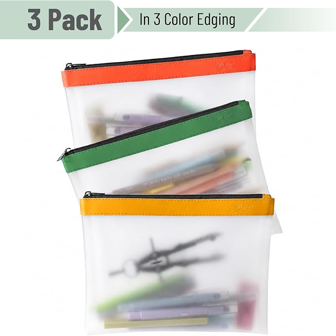 Mr. Pen- Clear Pencil Pouch, 9" x 6.88", 3 Pack, Durable TPU Material | Large Water-Resistant Pencil Bags with Smooth Zipper, Multipurpose Clear Pouch for Stationery, School, Office