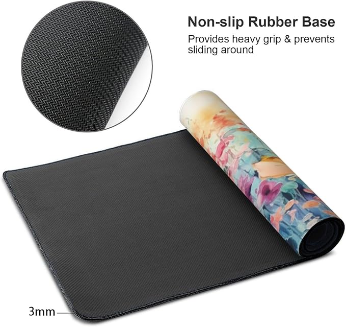 35.4 x 15.7 in, Waterproof XXL Large Mouse Pad for Desk, Extended Keyboard Mouse Mat for Computer Office, Big Laptop Mouse pad, Gaming Pc-Colorful Flowers