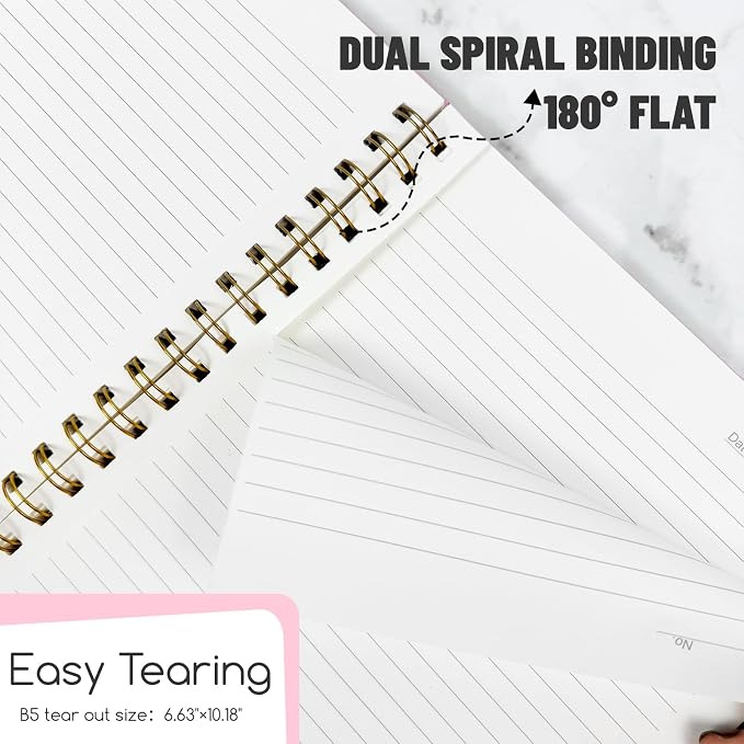 Lined Spiral Notebook B5 Mint Green Hardcover Notebooks for Work -7.48" X 10.18" 4 Pack 7MM College Ruled,160 Pages 100GSM Thick Paper for Note Taking School Office Supplies