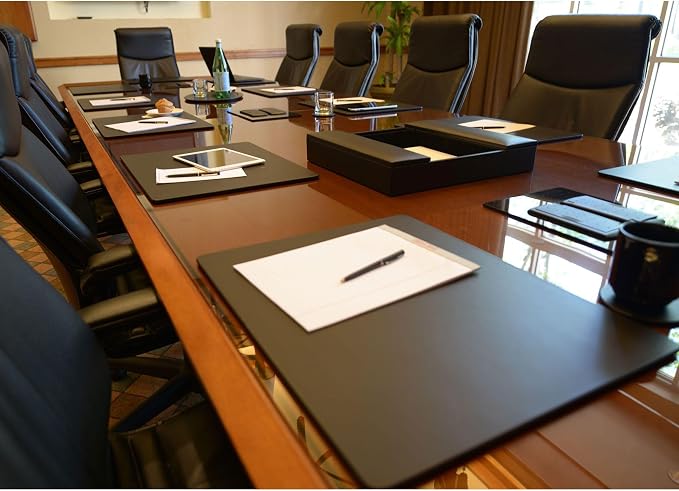 Dacasso Classic Black Leather 20" x 16" Luxury Conference Table Pad - Leather Desk Blotter for Writing - Boardroom Organization & Executive Desk Decor