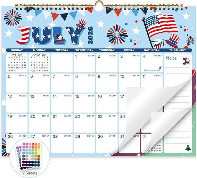 XISIDO 2026-2027 Wall Calendar, Calendar 2026-2027, 18 Month Calendar July 2026 - December 2027, 14.8" X 11.5", Calendar with Twin-Wire Binding, Hanging Hook and Julian Dates (Seasonal Designs)