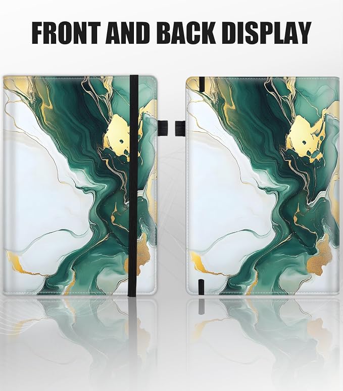 Hardcover Executive Notebooks, A5 PU Leather Lined Journal Notebook, 200 Pages Thick Paper Subject Notebooks for School,Work,Home Writing Business Notebook, Diary Book ，Emerald Green Gold Marble