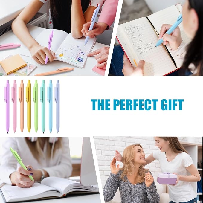 Vitoler Cute Gel Pens, 8 Pack 0.5mm Fine Point Pens with Fidget Quick Dry | For Women, For Teachers, For Nurses, Smooth Writing, Liquid Ink, For Badge, Black ink, Felt Tip, Medium Point, For Journaling