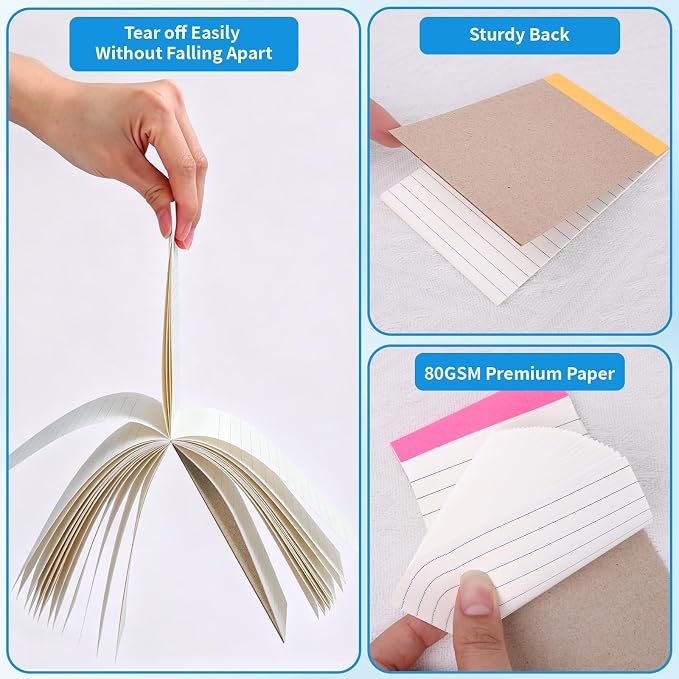Oleitodh 48 Pack Mini Note Pads 3 x 5 Inch Lined Memo Pads Rainbow Colors | 80 GSM Paper, 30 Sheets Per Pad, Pocket Notes, To-Do Lists, School, Office, Teachers, Shopping Lists, Journaling