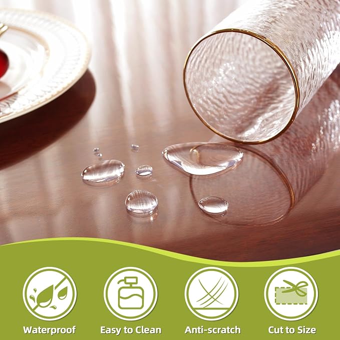 OstepDecor Clear Table Cover Protector 28 x 72 Inch, 1.5mm Thick Plastic Table Cover, Dining Table Protector Pad, Waterproof & Easy Cleaning PVC Desk Mat for Dresser, Coffee & Kitchen Wooden Tabletop