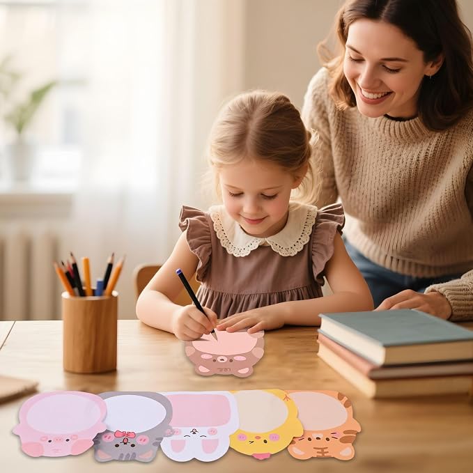 Ulema 100 Pads Cute Sticky Notes Cartoon Animal Party Favors Kawaii Mini Sticky Notes for Teacher Appreciation Gift Classrooms Rewards Memo Pads Notes Page School Tab for School Office Supplies