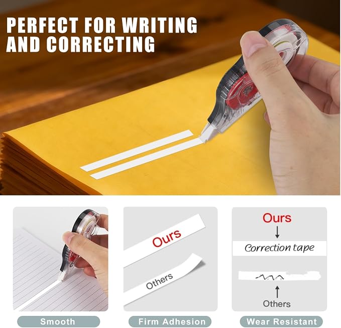 32-Pack Correction Tape, 39.37 ft Each, Fast Clean and Easy-to-Use Correction Tape Bulk, Office School Supplies, Random Mixed Colors