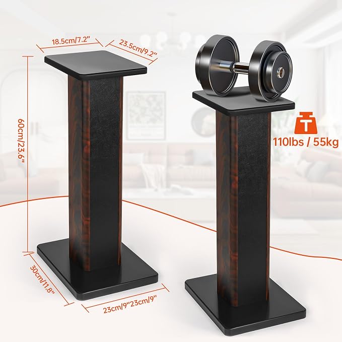IBVIVIC Pair-24 Inch (60CM)-Wood Speaker Stands, 110lbs Weight Capacity | for Home-Cinema HiFi Desktop and Satellite Speakers Monitor Stands, Enhanced Audio Listening Experience for Home Theaters