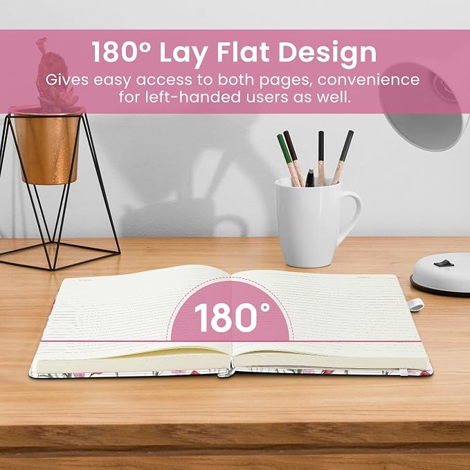 Taja Pretty Lined Journal for Women, Aesthetic Cute Hardcover Leather Journal for Writing, A5 College Ruled Notebook for Work & Note Taking, Perfect for Office School Home, 160 Pages, Songbird Bloom
