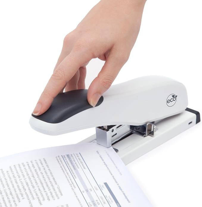 Rapesco 1461 ECO Heavy-Duty Stapler with 3200 Assorted Staples, Type 923 Heavy-Duty Staples (8/10/12/13mm), 100 Sheet Capacity, for Office, Business Proposals, School, Research Papers, White | 100 Sheet Capacity, Soft White