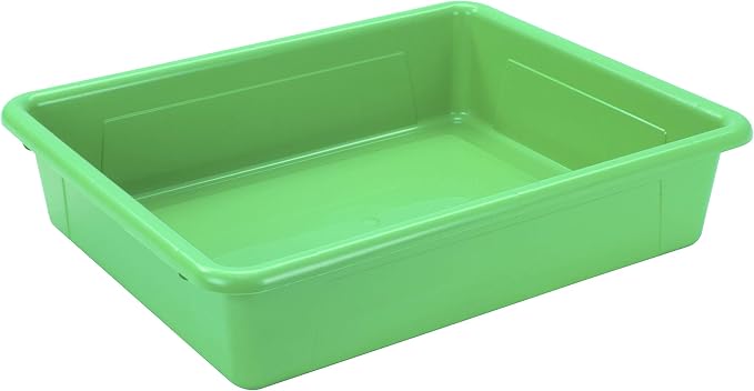 Storex Letter Size Flat Storage Tray – Organizer Bin for Classroom, Office and Home, Green, 5-Pack (62520A05C)