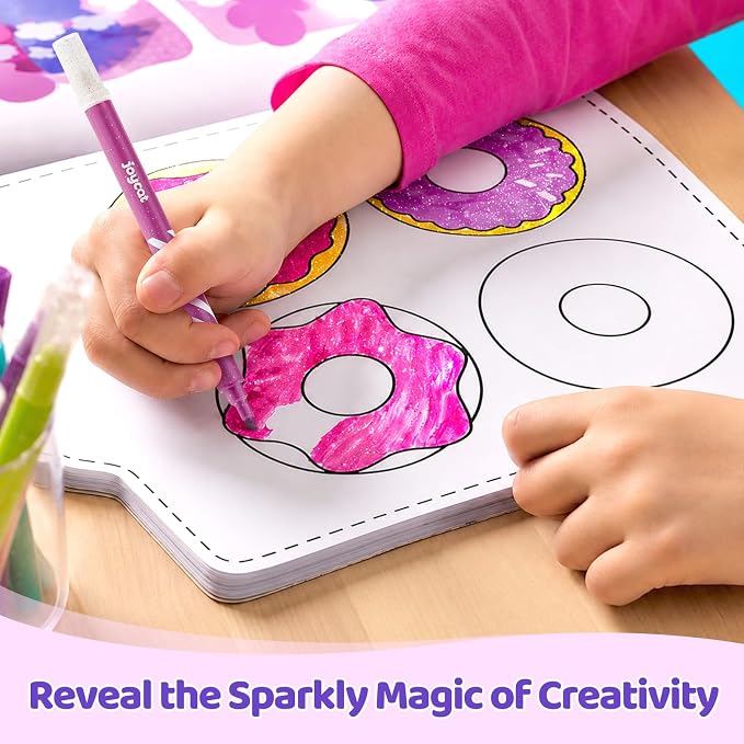 JoyCat 10-Color Erasable Glitter Markers for Kids, Dual Tip Sparkle Pens | Fun pens for kids use glitter color and white eraser tips to correct details, create highlights and reveal secret messages.