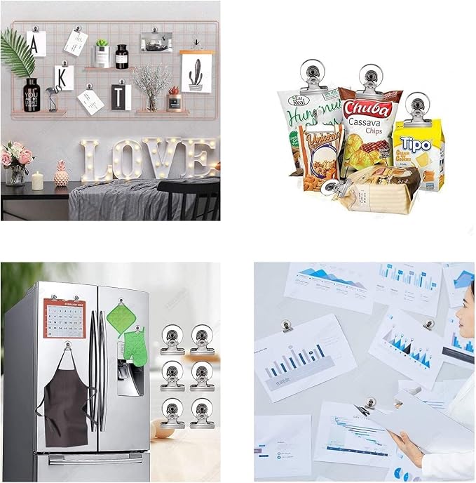 Strong Magnetic Clips, 40 Pack, 1-1/4 Inch, 31 mm, Black, Heavy Duty Refrigerator Magnet Clips, Medium Clip Magnets, Office Supplies, Photo Displays
