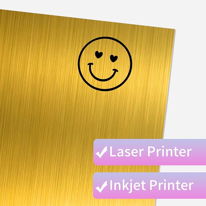 STARLIBOO Gold Printable Sticker Paper, 25 Sheets Printable Holographic Gold Sticker Paper, Laser/Inkjet Printing-Letter Size (8.5" x 11")