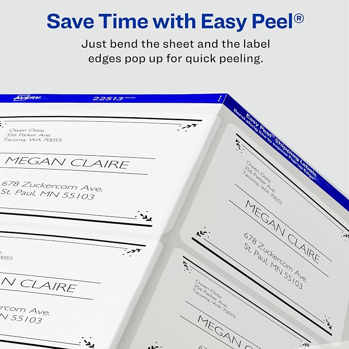 Avery Printable Shipping Labels with Sure Feed, 3-1/3" x 4", Matte Clear, 60 Blank Mailing Labels (18664)