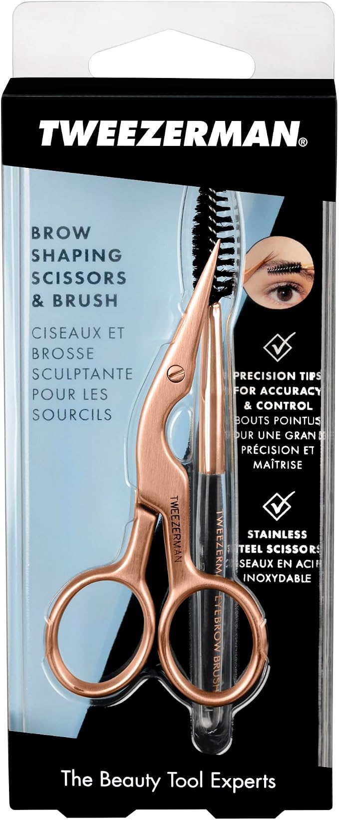 Tweezerman Exclusive Eyebrow Shaping Scissors & Brush Rose Gold