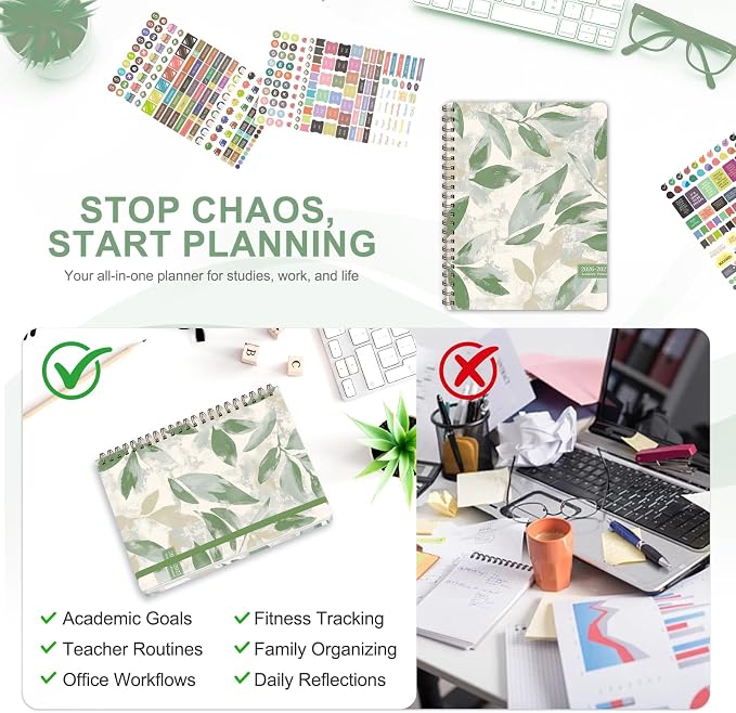 Planner 2026-2027, Weekly and Monthly Academic Planner, July 2026 - June 2027, Hardcover Calendar Agenda Book for School Year Planning, School Supplies for Teacher and Student, Letter Size(8.5'' x 11'')