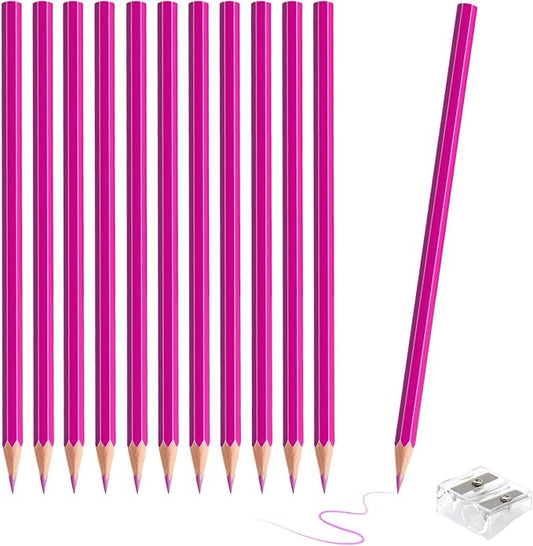 12 Pack Pink Colored Pencils for Kids, Pre-sharpened Art Pencils Back to School Supplies Set, Drawing Sketching Pencils for Students, Teachers, Classroom