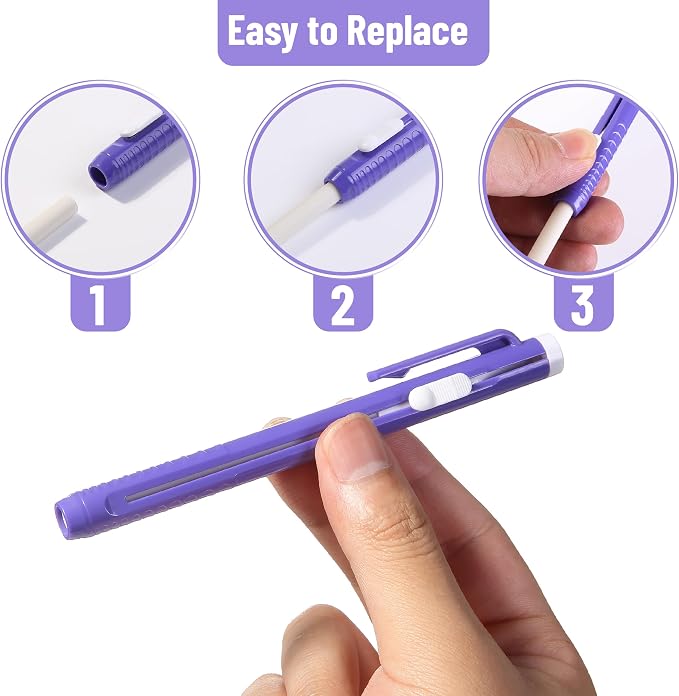 Mr. Pen- Retractable Mechanical Eraser Pens, 6 Pack, Twilight Colors | Latex-Free Precision Pencil Erasers for Artists, Students, Drawing, Sketching & Drafting