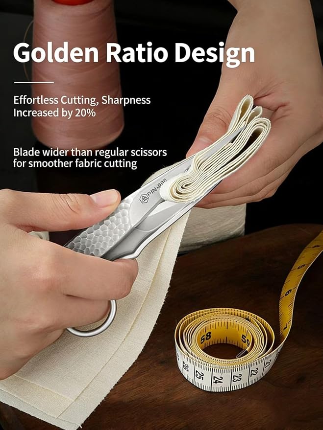 PIN-900 4.3 Inch Microcrystalline Steel Sewing Scissors, Ultra Sharp Precision Shears with Ergonomic Handle for Fabric, Leather, Quilting & Crafting