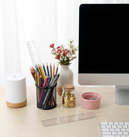4 Pack Clear Ruler 6 Inch, 6 Inch Ruler (15.5 cm) and 8 Inchs (20.5 cm) | with Inches & Centimeters, Flexible Plastic Measuring Tools for Office (White)