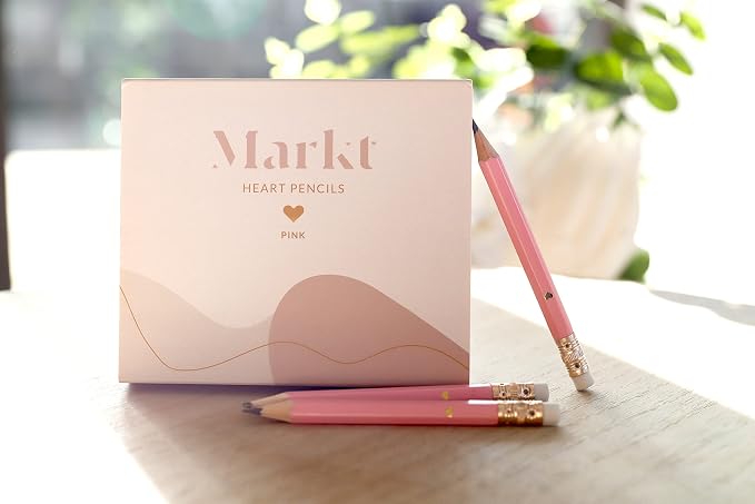 Heart Pencils for Baby Shower Games and Bridal Shower Games, Mini Pencils, Small Pink Pencil Set For Game Prizes, Bridal Pens (Pink)