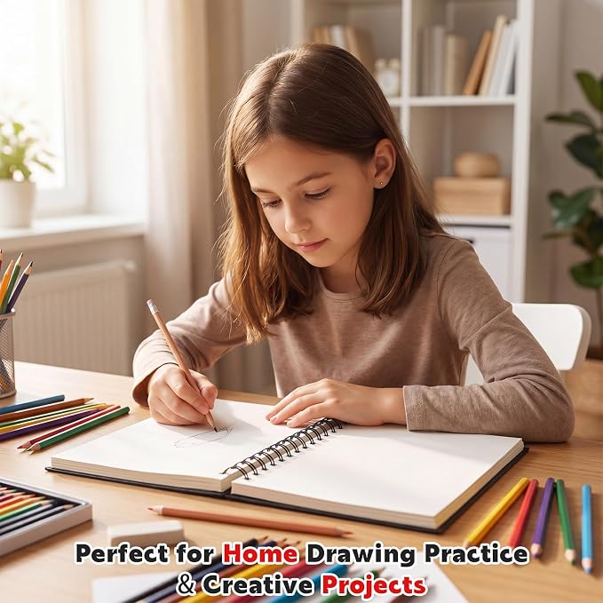 5.5" x 8.5" Small Sketch Book, 2 Pack Mini Sketchbook Drawing Pad, 68lb/100gsm Spiral Bound Sketch Book for Kids Students Beginner Artists Drawing Painting Sketching