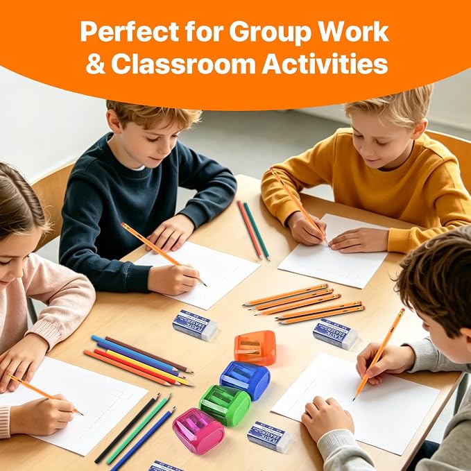 WELLFAR 32 PCS Pencils Set, 12 Pack Pencils #2 HB + 12 Colored Pencils, Wooden/Wood Lead Pencil with 4 Sharpeners & 4 Erasers, Number 2 Lapiz, Complete Art & Homework Kit for Drawing Writing.