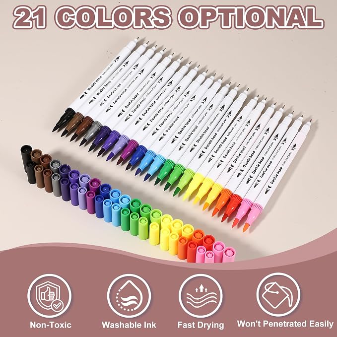 PATIKIL 6Pack Dual Brush Markers, Orange Watercolor Fine and Brush Tips Pens Colored Marker Calligraphy Coloring Art Supplies Set for Coloring Book Illustration Sketching Journaling