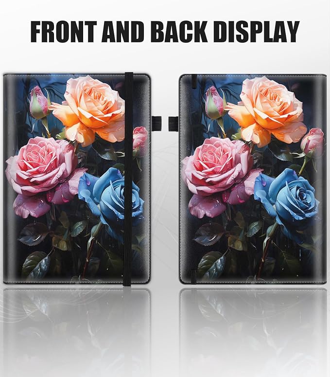 Hardcover Executive Notebooks, A5 PU Leather Lined Journal Notebook, 200 Pages Thick Paper Subject Notebooks for School,Work,Home Writing Business Notebook, Diary Book ， Colorful Flowers