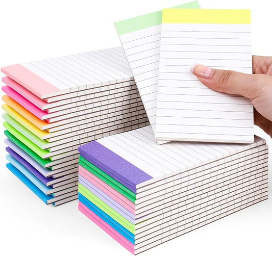 Oleitodh 48 Pack Mini Note Pads 3 x 5 Inch Lined Memo Pads Rainbow Colors | 80 GSM Paper, 30 Sheets Per Pad, Pocket Notes, To-Do Lists, School, Office, Teachers, Shopping Lists, Journaling