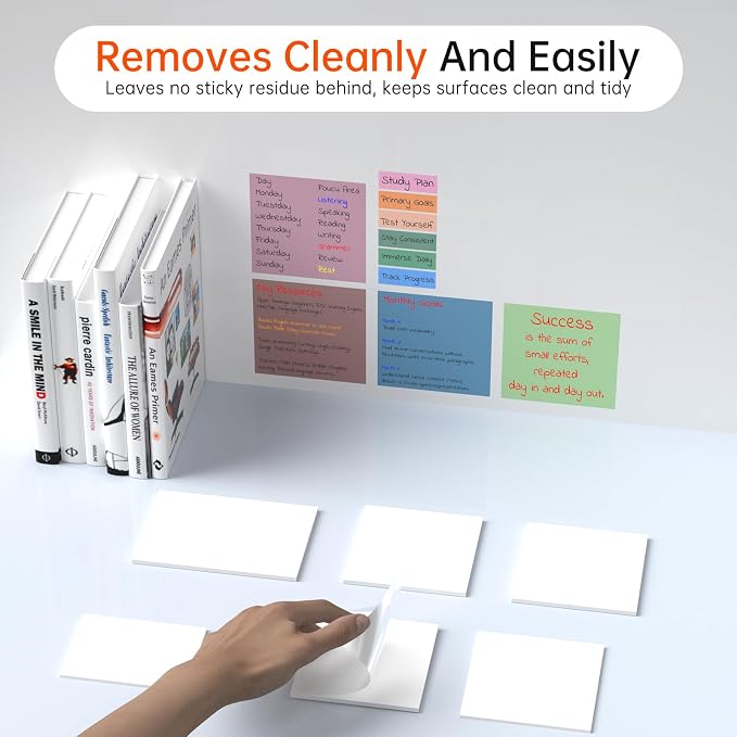 Transparent Sticky Notes with Marker, 【99.9% Transparency, Strong Adhesion,Waterproof 】 MEIGAONE 7 Pack Clear Sticky Note 3x3,Translucent Sticky Note Office,School Supplies