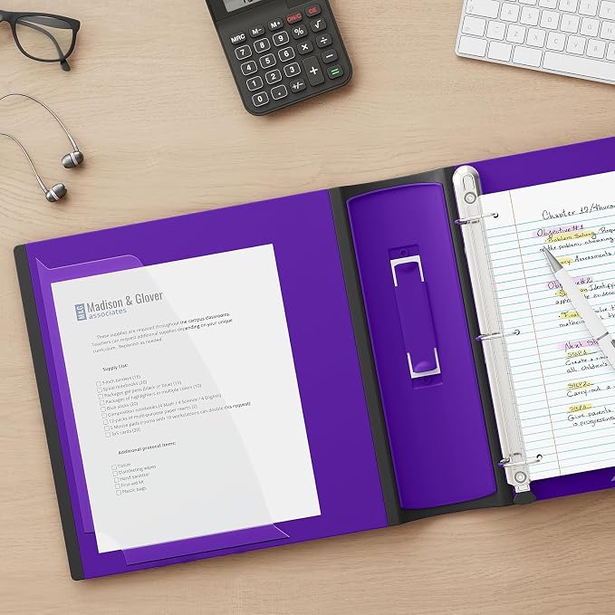 Staples Better Binder, 2" Heavy‑Duty D‑Ring 3‑Ring Binder, Purple, Reinforced Spine, 540‑Sheet Capacity, Durable for School, Office & Filing, 2‑Pack
