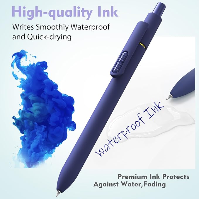Hiacry 16 Pcs Gel Pens - 0.7mm Fine Point Quick-Dry Blue Ink Fidget Pens | Smooth Writing, No Bleed, No Smear, Note Taking Journaling, School Office Supplies for Men & Women (Vintage + Morandi 16Pcs)