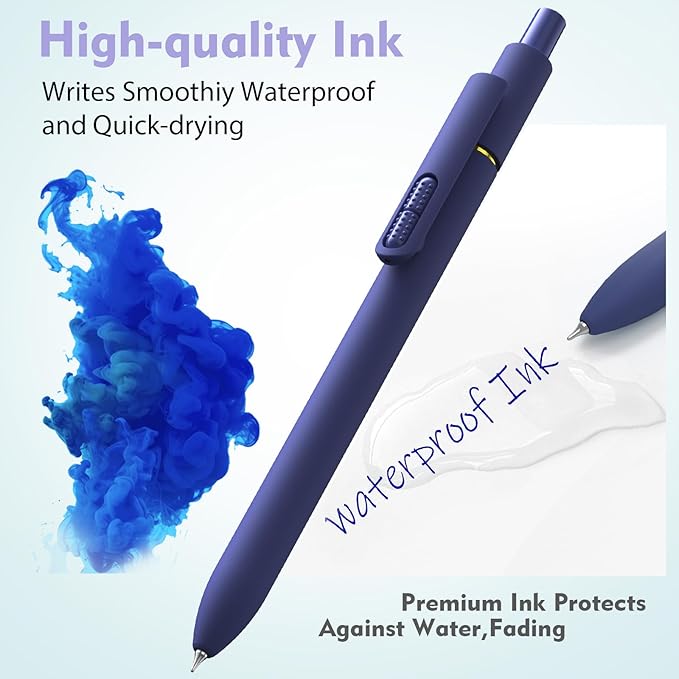 Hiacry 8 Pcs Gel Pens - 0.7mm Fine Point Quick-Dry Blue Ink Fidget Pens | Smooth Writing Pens, No Bleed, No Smear, Note Taking Journaling, School Office Supplies for Men & Women (Vintage 8Pcs)