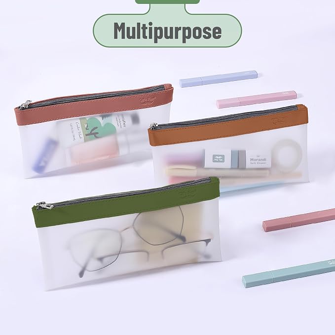 Mr. Pen- Clear Pencil Pouch, 8.50"x4.25", 6 Pack, Durable TPU Material | Medium Water-Resistant Pencil Bags with Smooth Zipper, Multipurpose Clear Pouch for Stationery, School, Office
