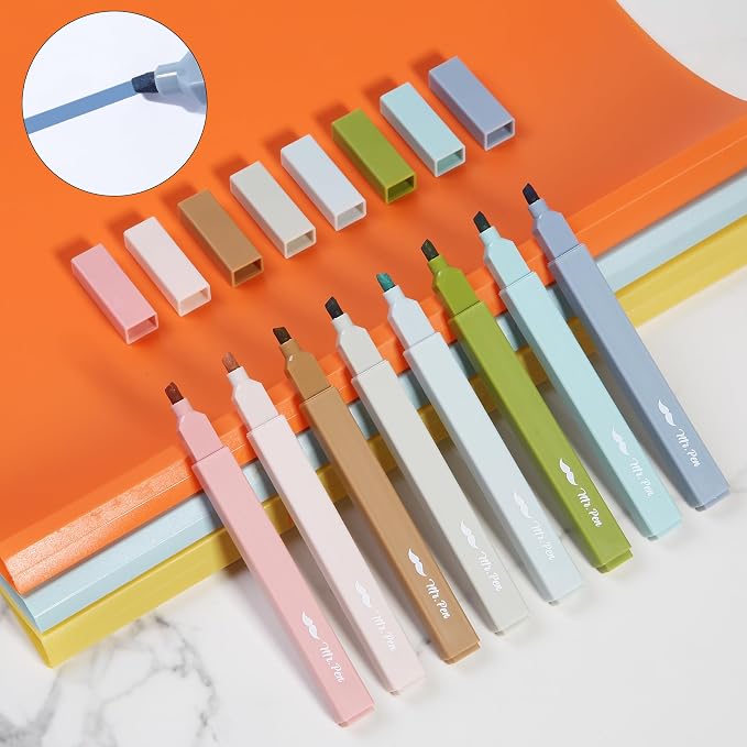 Mr. Pen- Aesthetic Highlighters No Bleed, 8 Pack, Assorted Colors | Chisel Tip, Cute Highlighters Assorted Colors for Journaling, Highlighting, Underlining, Fast Dry, Back to School Supplies