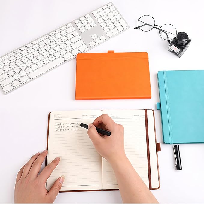 Customizable Personalized Notebook | Custom Logo, Text & Image A5 Journal Notebook | 200 Lined Pages 8.5" x 5.8" | Daily Writing Journal for Office, Students & Gift Giving, DarkBlue