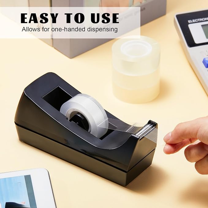 6 Pack Desktop Tape Dispensers Non Skid Base for Office Home School (Tape Not Included) (Black)