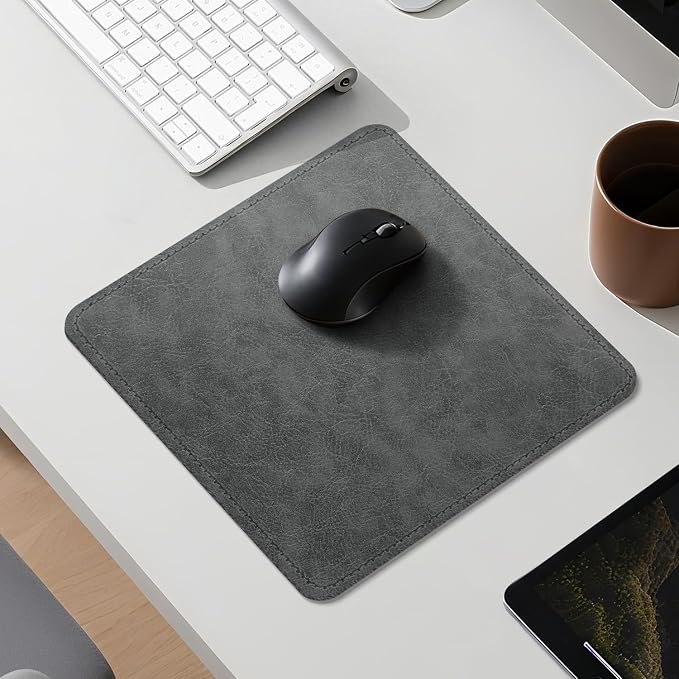 Imitation Crazy Horse Leather Desk Mat - Waterproof Desk Pad - Ideal for Large Mouse Pad and Desk Mats on Top of Desks (Gray+Dark Gray, 11"*8")