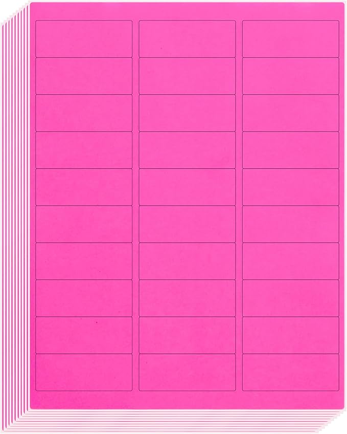 L LIKED 900 Fluorescent Pink Address Labels, 1" X 2-5/8" Neon Colored Labels Handwritten or Inkjet/Laser Print for Shipping Envelopes & Small Packages - 30 Sheets