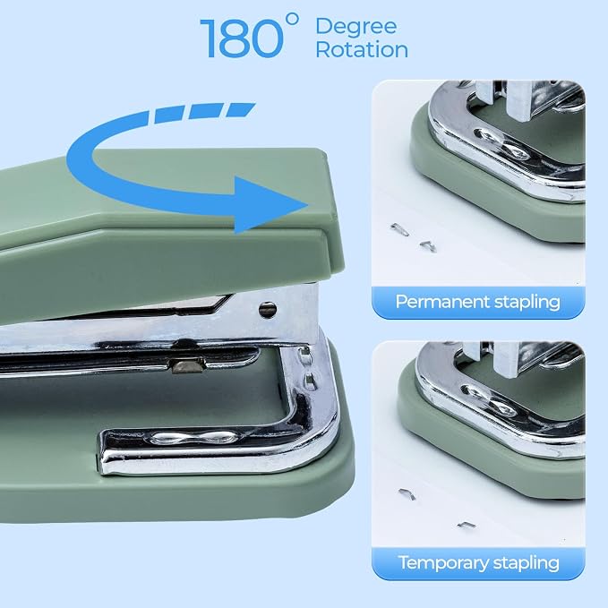 M&G Desktop Stapler Swing-Arm Stapler with 50 Sheet Capacity, 180 Rotation Design, Swivel Stapler with 1000 Staples for Booklet Binding, Durable Staplers for Office School Home (Green)