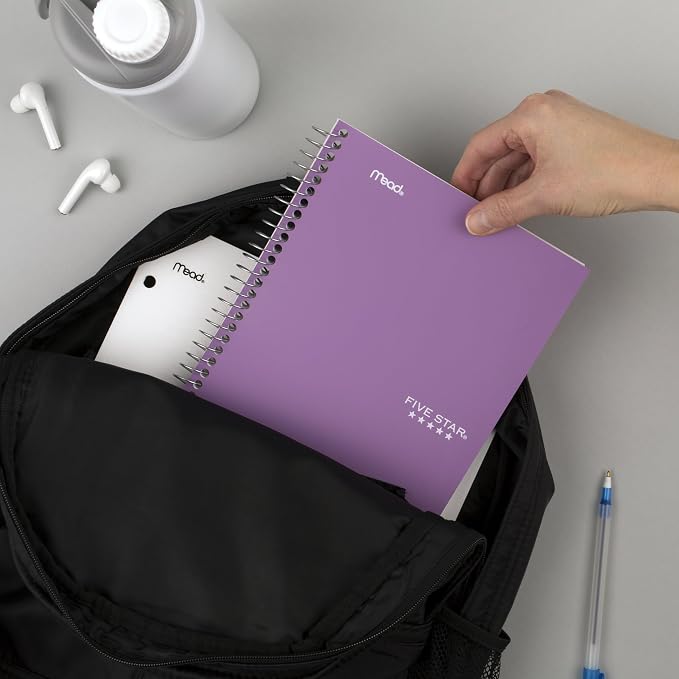 Five Star Spiral Notebook, 2 Subject, College Ruled Paper, 6" x 9.5", 80 Sheets, Amethyst Purple (840029CF1-ECM) (Pack of 12)